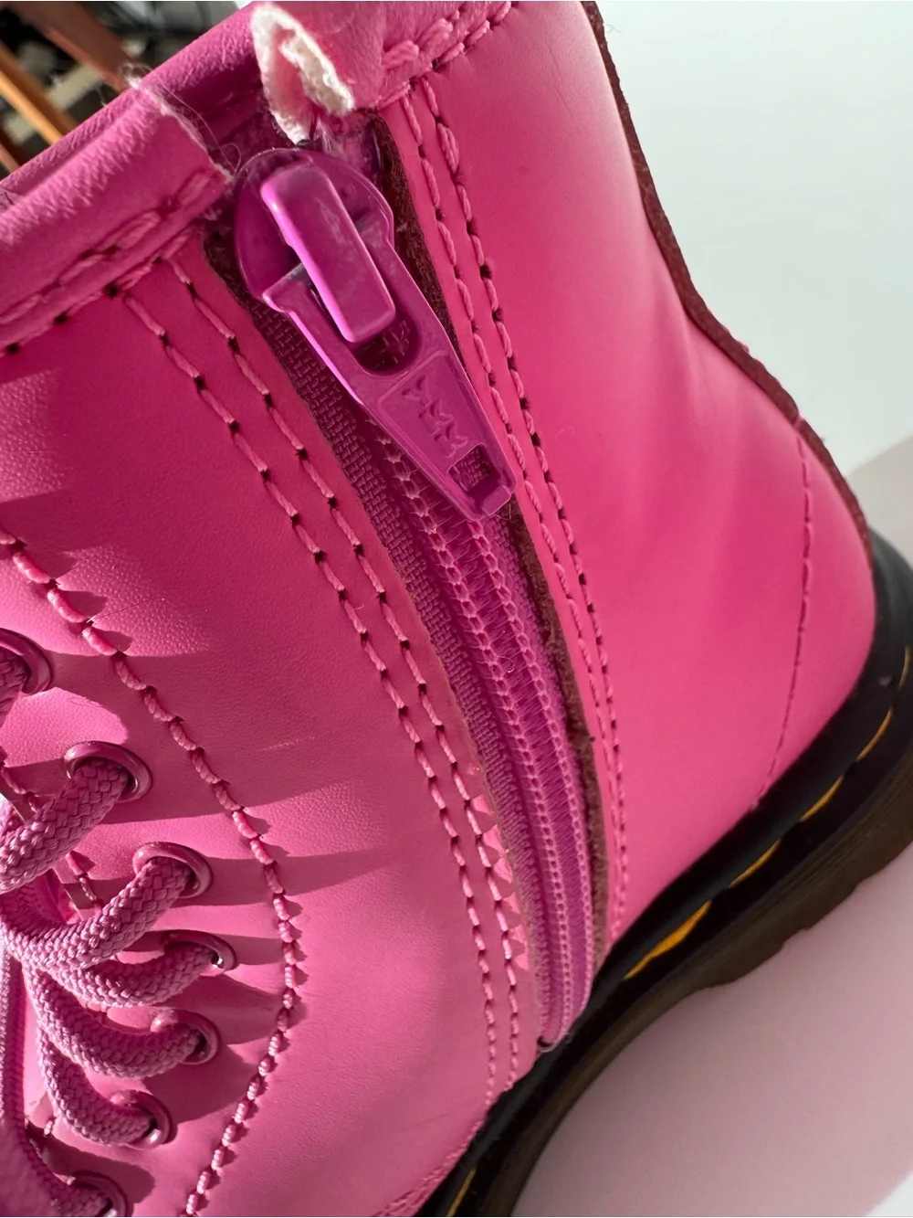Dr. Martens Kids Hot Pink Lace-Up Combat Boots